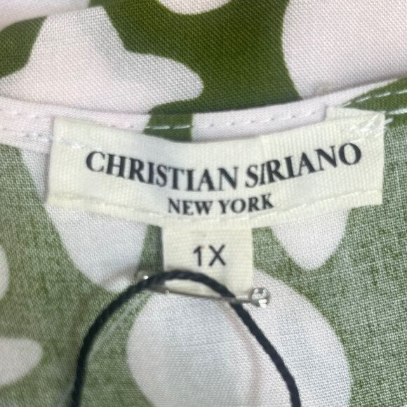 Christian Siriano New York Blouse Shirt Womens 1X Green White New - Picture 6 of 10